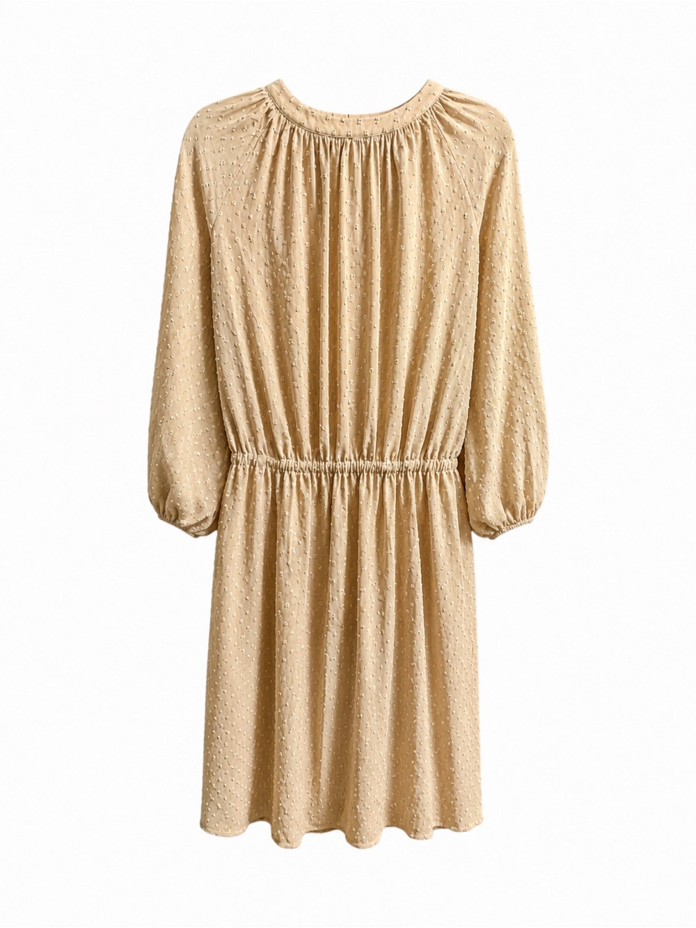 Oak + Fort Beige Swiss Dot Button-Down Midi Dress M Built-In Slip